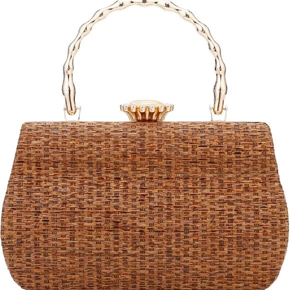 Versatile Women's Brown Straw Handbag - Durable & Fashion-Forward Design - Picture 1 of 6